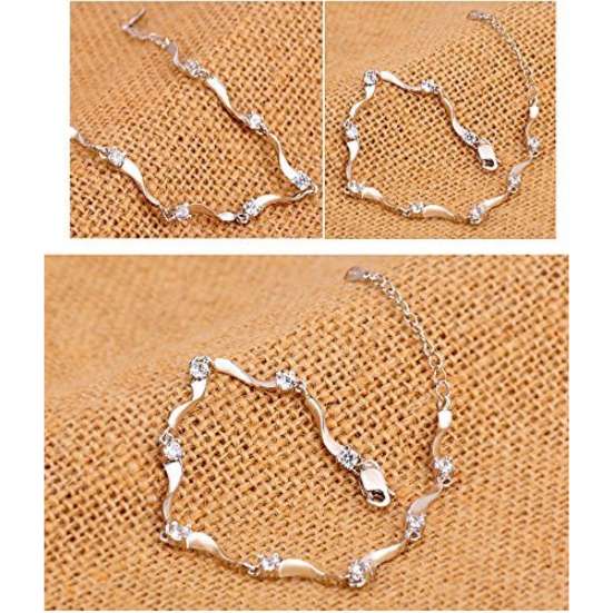YouBella Stylish Latest Design Crystal Jewellery Silver Plated Charm Bracelet for Women (Silver) (YBBN_91646)