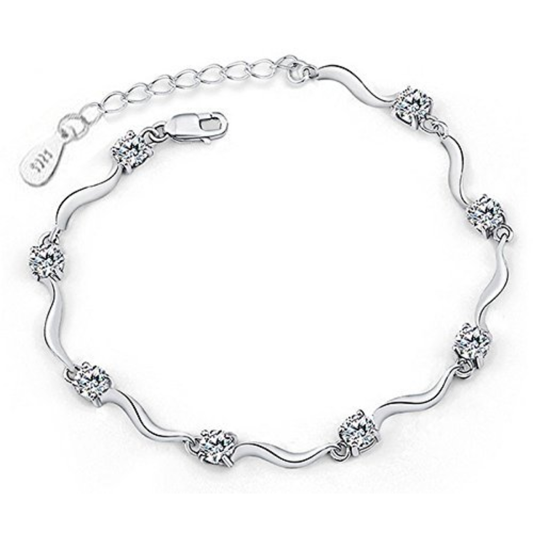 YouBella Stylish Latest Design Crystal Jewellery Silver Plated Charm Bracelet for Women (Silver) (YBBN_91646)