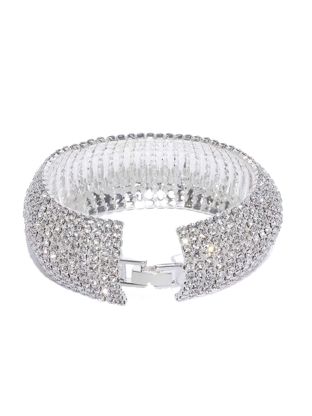 YouBella Silver Plated Stylish Latest Crystal Bracelet Bangle Jewellery for Girls and Women