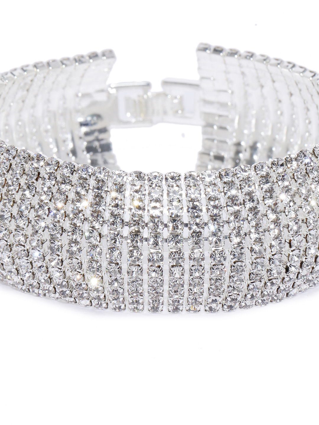 YouBella Silver Plated Stylish Latest Crystal Bracelet Bangle Jewellery for Girls and Women