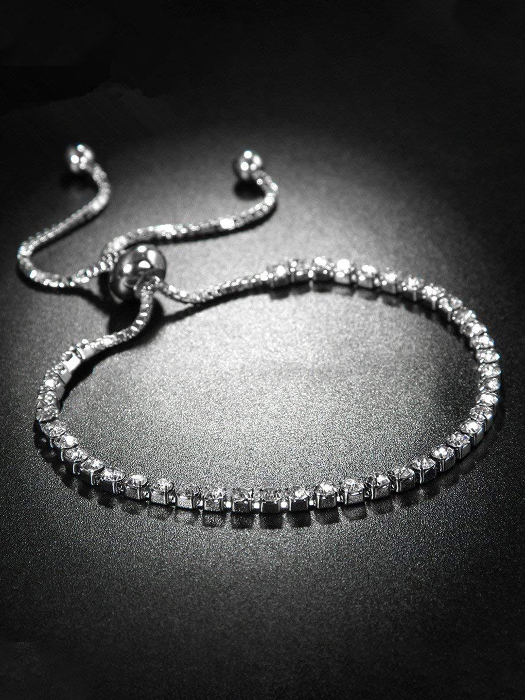 YouBella Stylish Crystal Jewellery Silver Plated Charm Bracelet for Women (Silver) (YBBN_91650)