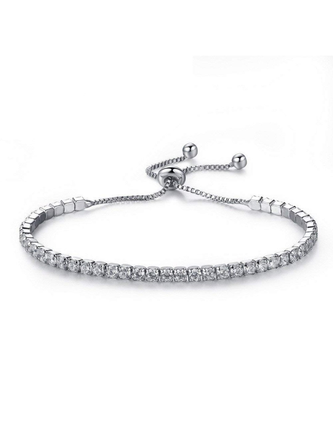 YouBella Stylish Crystal Jewellery Silver Plated Charm Bracelet for Women (Silver) (YBBN_91650)