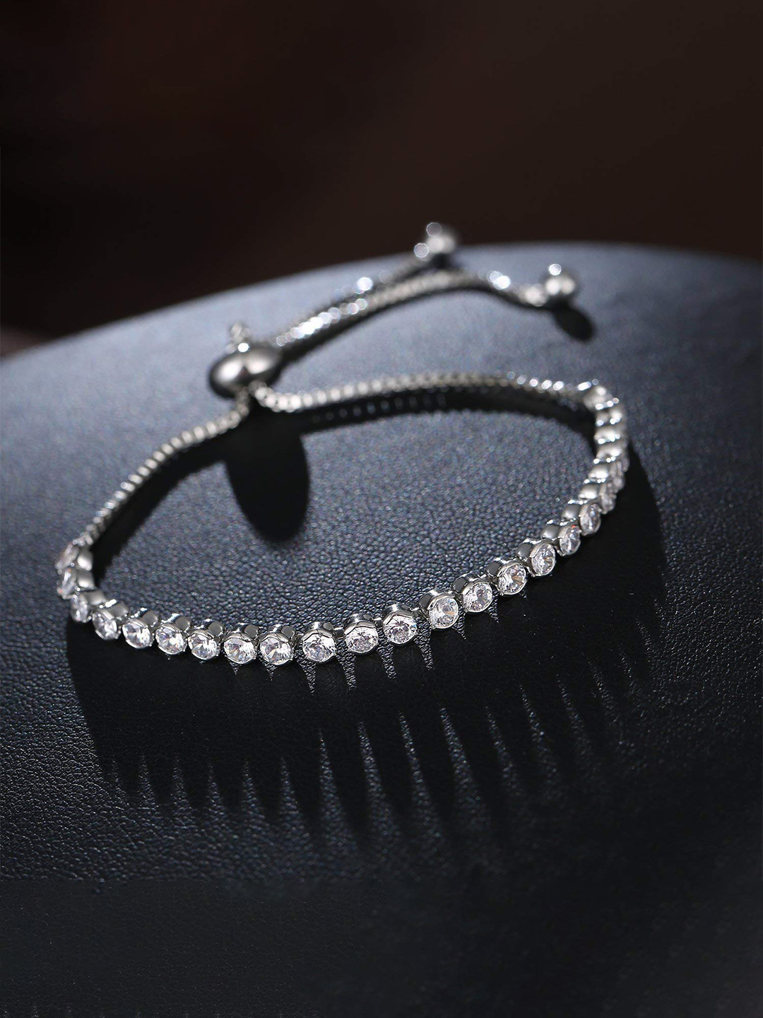 YouBella Stylish Crystal Jewellery Silver Plated Charm Bracelet for Women (Silver) (YBBN_91650)