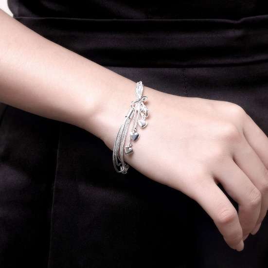 YouBella Stylish Latest Design Jewellery Silver Plated Charm Bracelet for Women (Silver) (YBBN_91651)