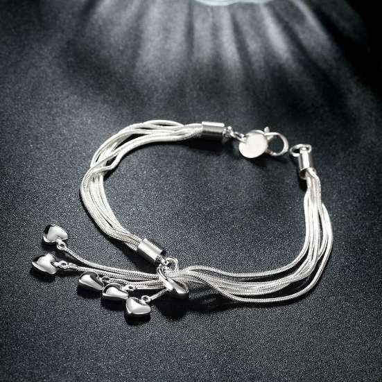 YouBella Stylish Latest Design Jewellery Silver Plated Charm Bracelet for Women (Silver) (YBBN_91651)
