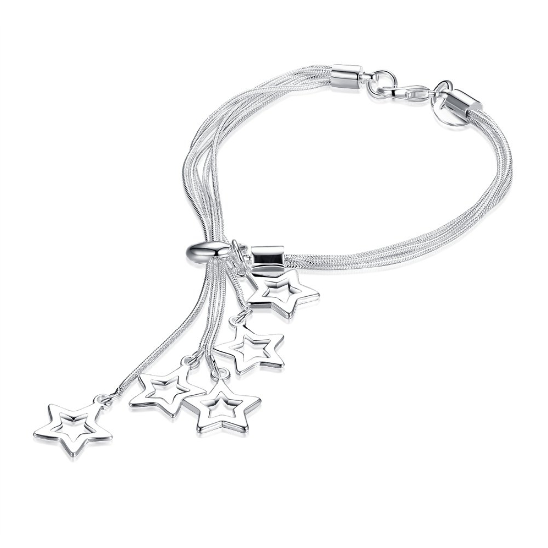 YouBella Silver Plated Crystal Bracelet Bangle Jewellery For Girls and Women (Stars)