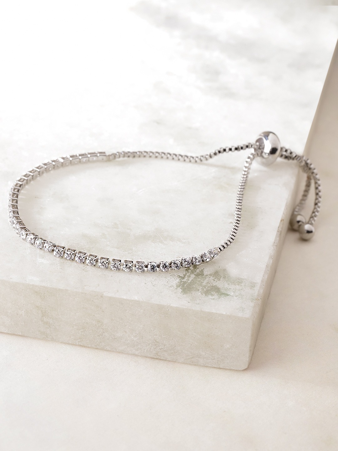 YouBella Women Silver-Plated Stone-Studded Bracelet
