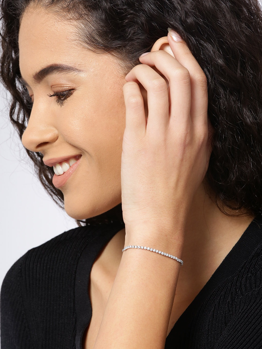 YouBella Women Silver-Plated Stone-Studded Bracelet