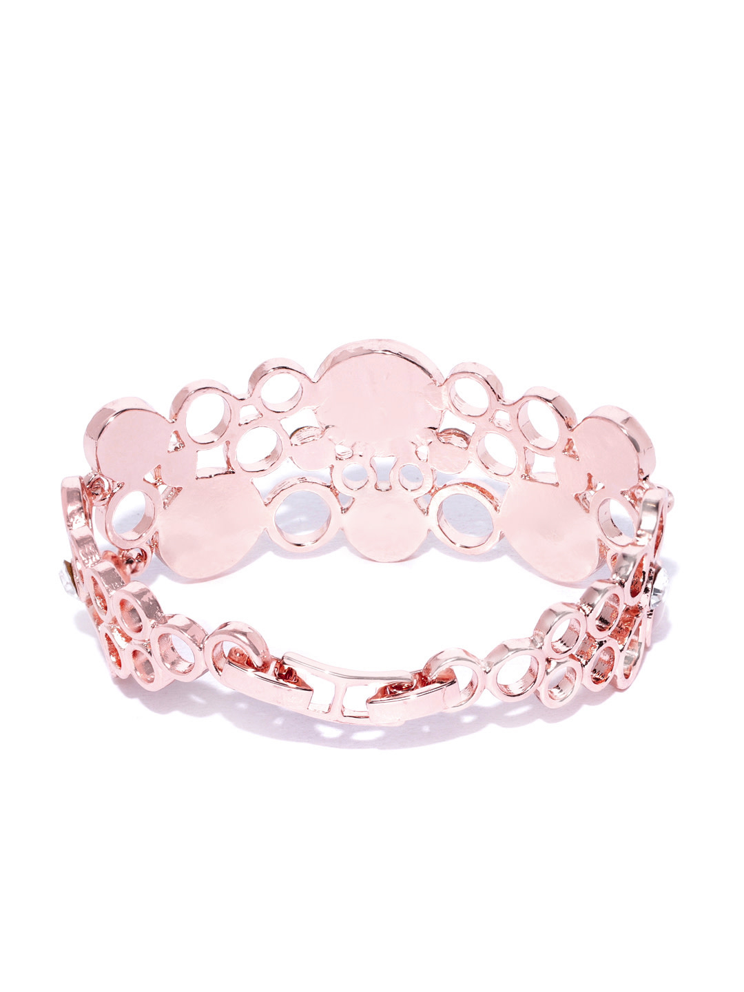 YouBella Women Green  Purple Rose Gold-Plated Stone-Studded Link Bracelet