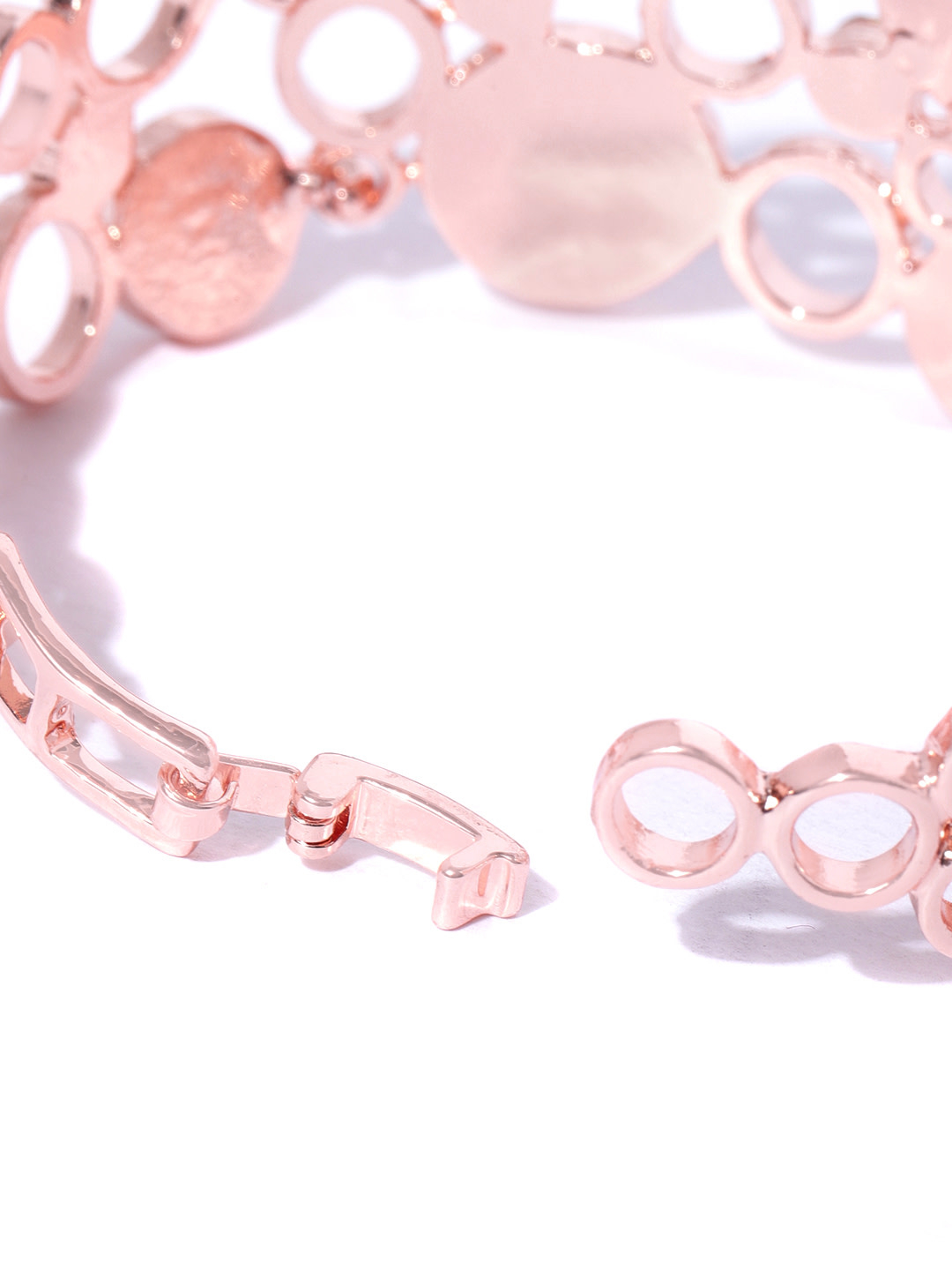 YouBella Women Green  Purple Rose Gold-Plated Stone-Studded Link Bracelet
