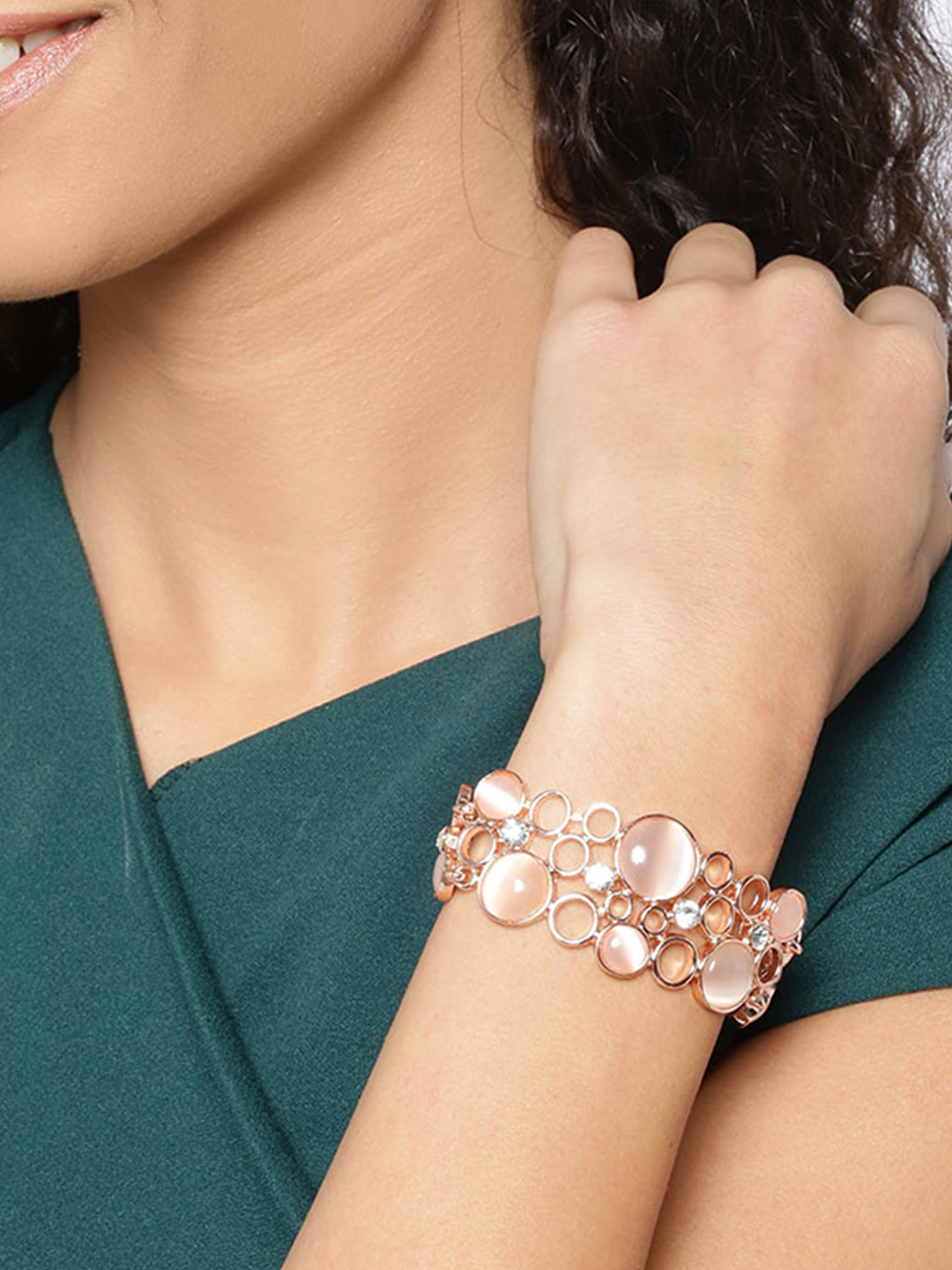 YouBella Rose Gold-Plated Stone-Studded Bracelet