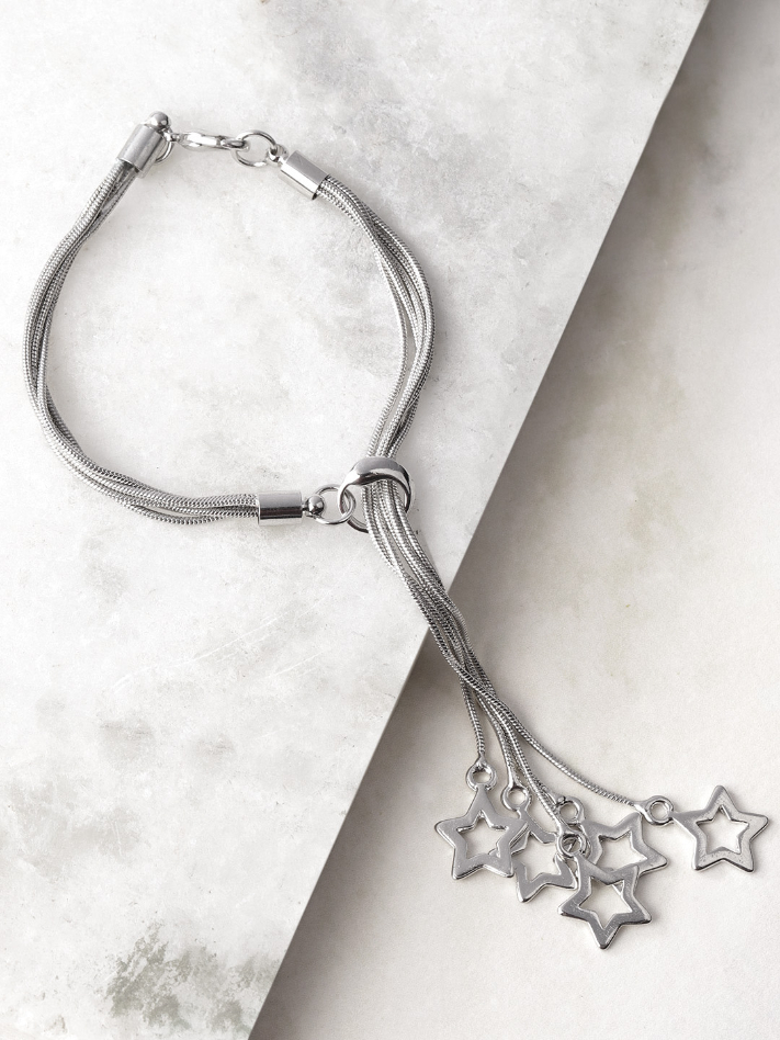 YouBella Women Silver-Plated Stone-Studded Link Bracelet