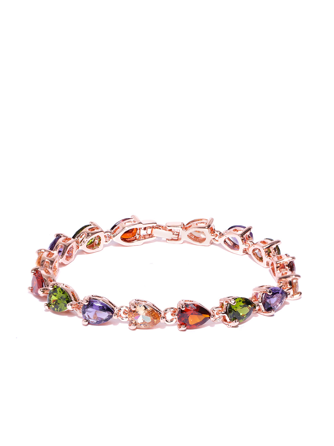 YouBella Rose Gold -Plated Stone-Studded Link Bracelet