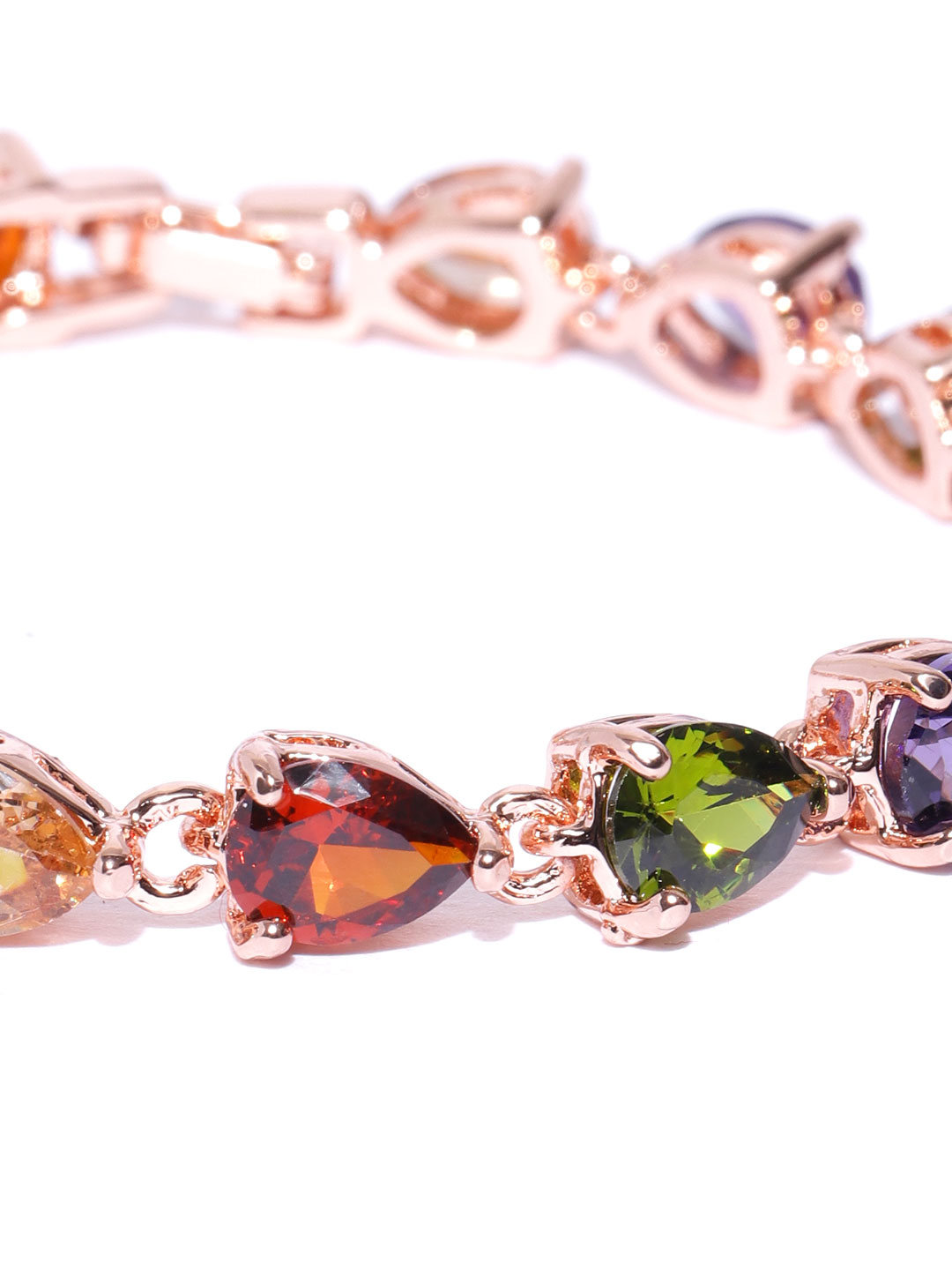 YouBella Rose Gold -Plated Stone-Studded Link Bracelet