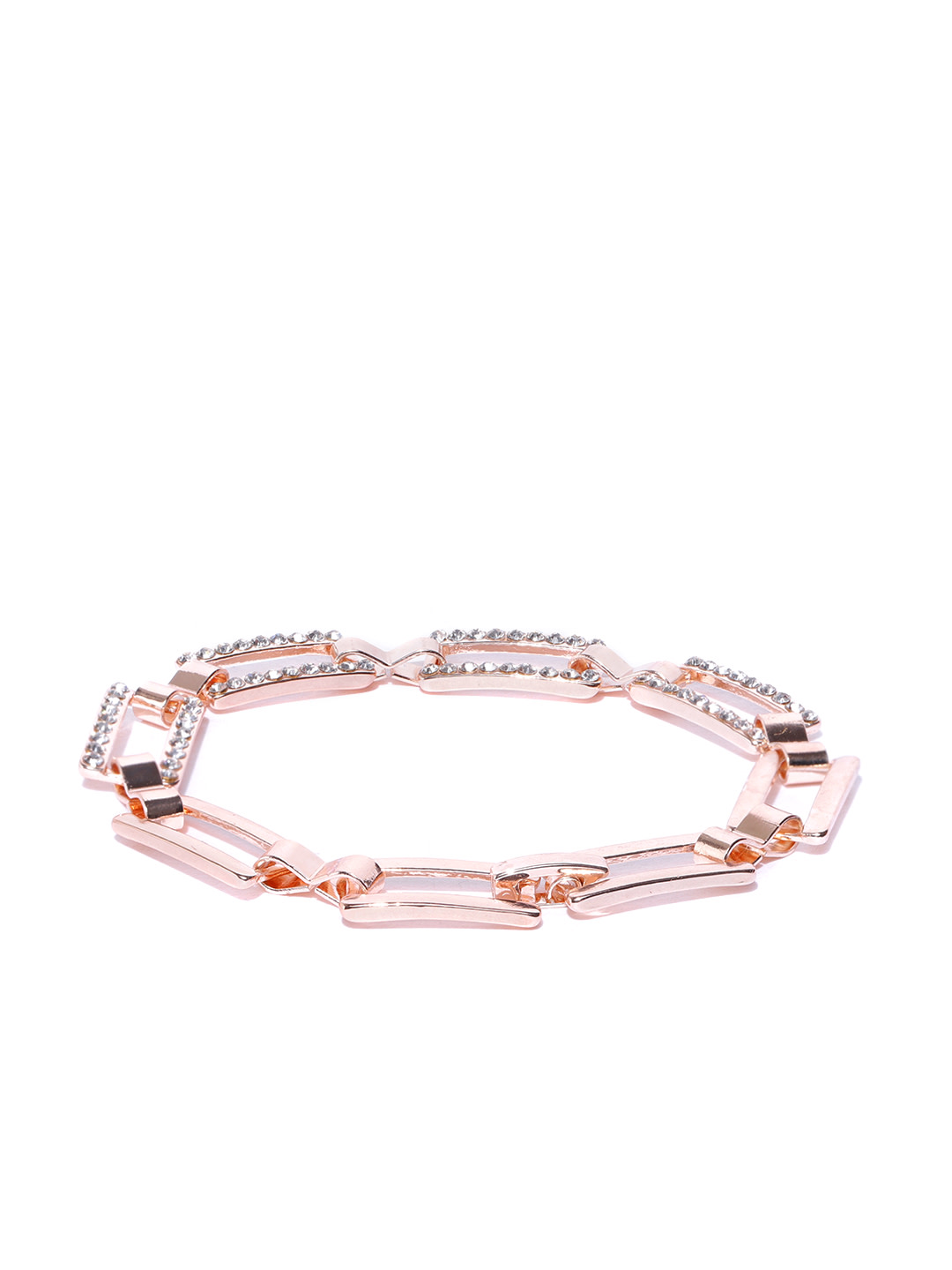 YouBella Rose Gold -Plated Stone-Studded Link Bracelet