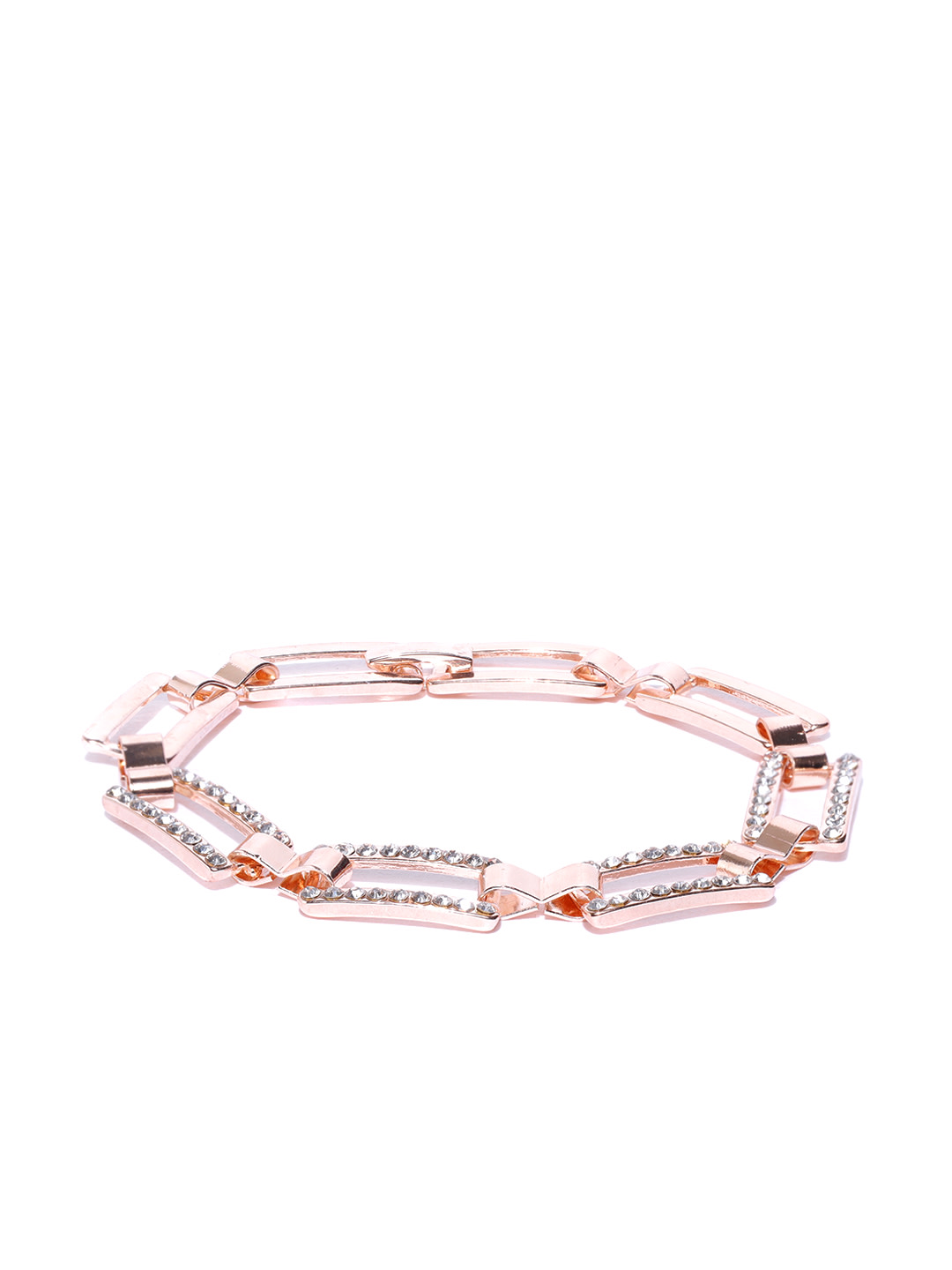 YouBella Rose Gold -Plated Stone-Studded Link Bracelet