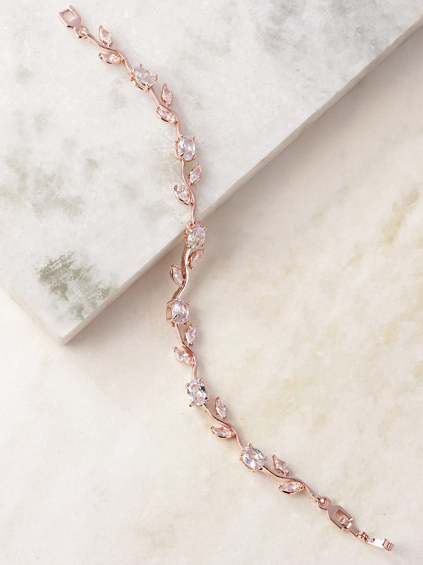 YouBella Women Silver-Plated Stone-Studded Link Bracelet