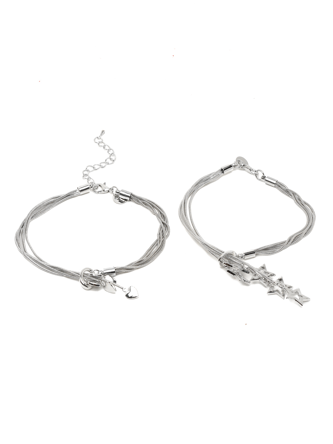 YouBella Women 2 Silver-Toned Silver-Plated Kada Bracelet