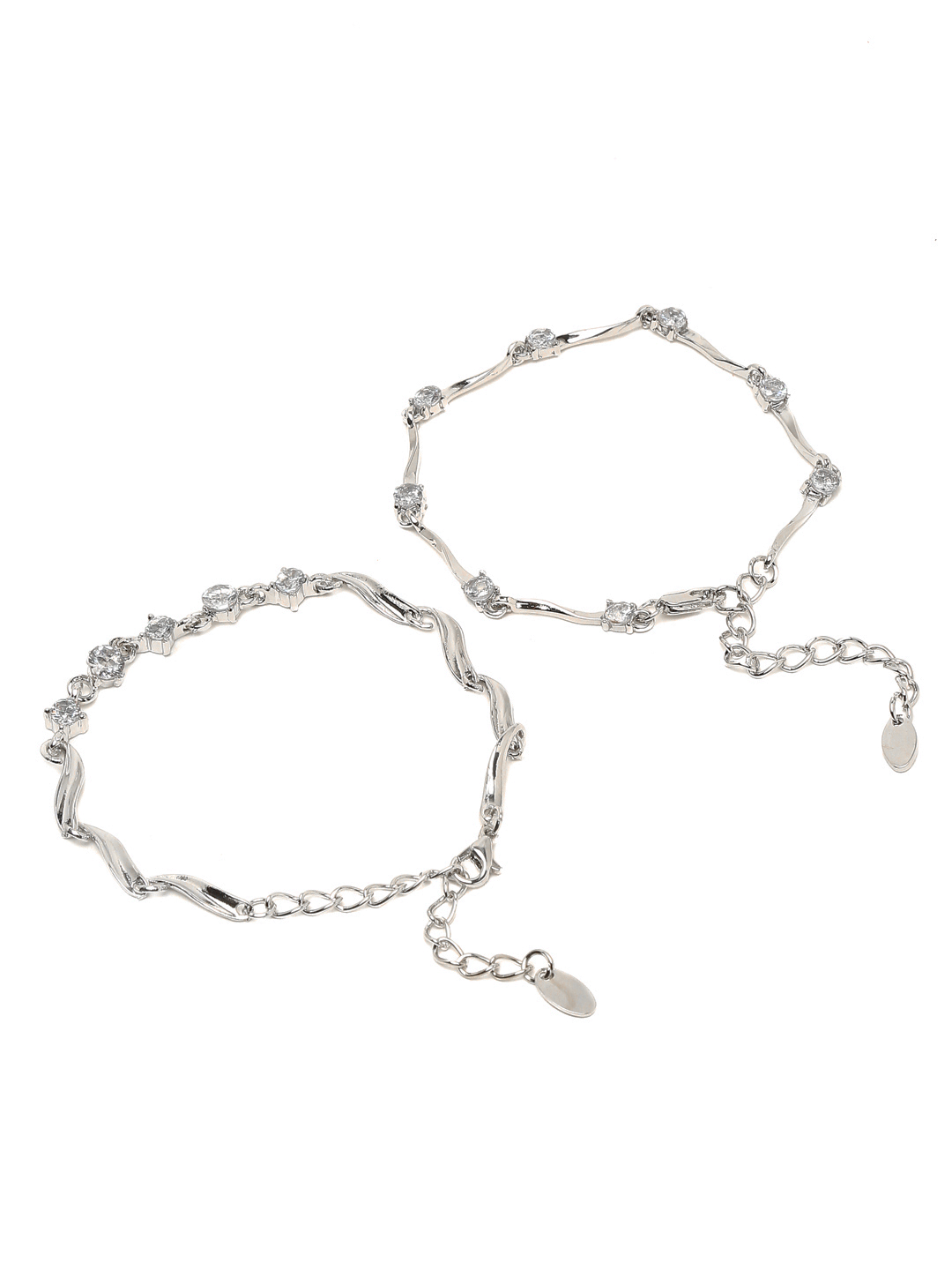 YouBella Jewellery Silver Plated Stylish Latest Crystal Combo of Bracelet Bangle Jewellery for Girls and Women (Crystals)