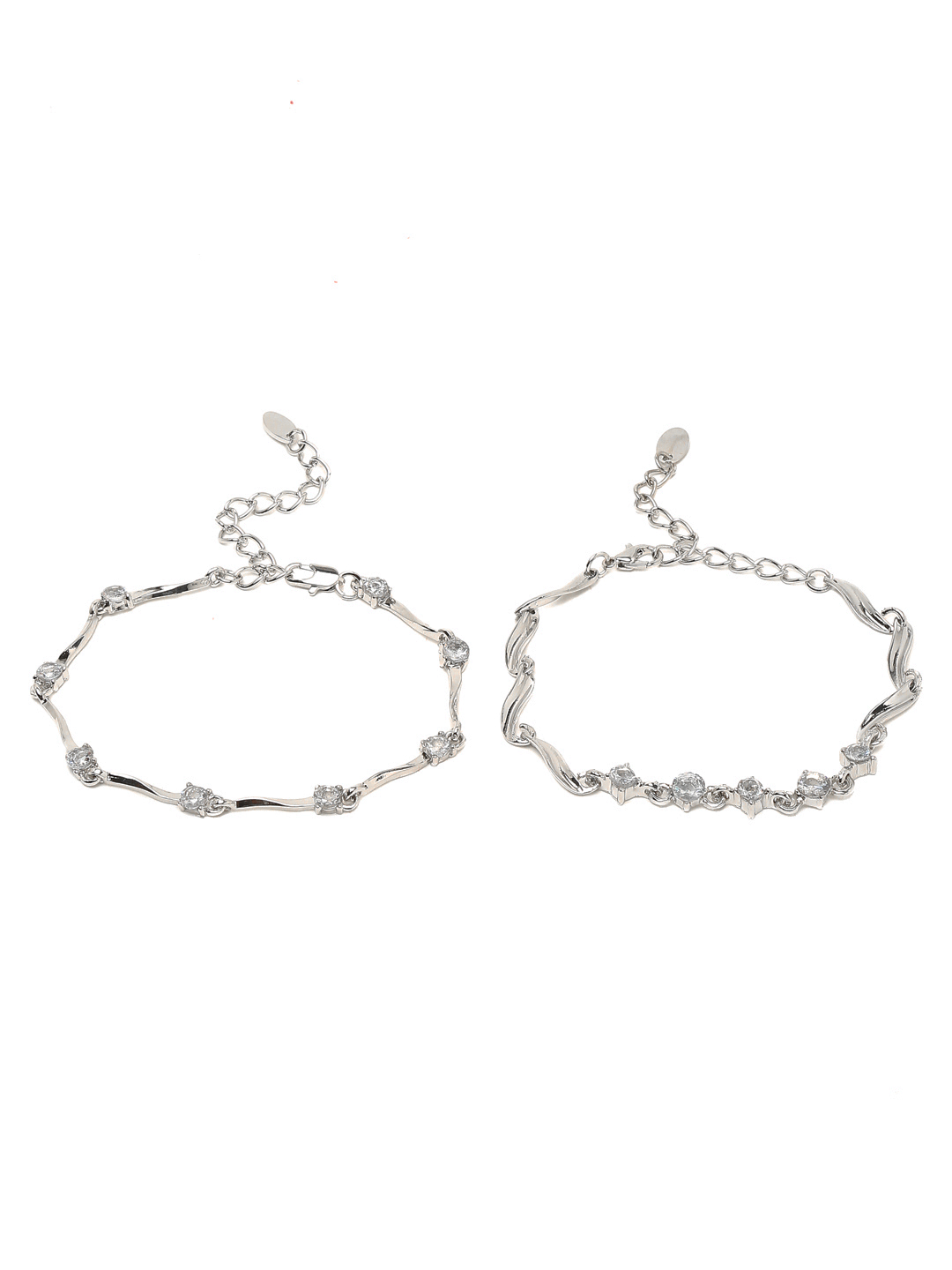 YouBella Jewellery Silver Plated Stylish Latest Crystal Combo of Bracelet Bangle Jewellery for Girls and Women (Crystals)