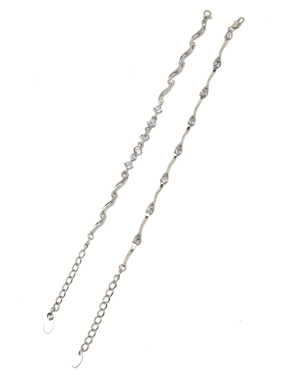 YouBella Jewellery Silver Plated Stylish Latest Crystal Combo of Bracelet Bangle Jewellery for Girls and Women (Crystals)