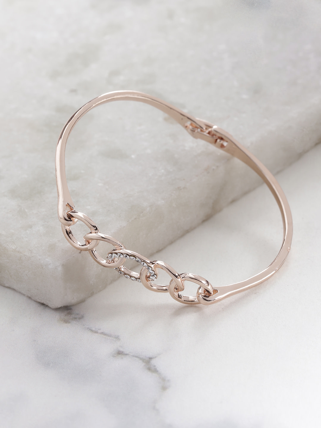 YouBella Rose Gold Plated Stone Studded Bangle Style Bracelet