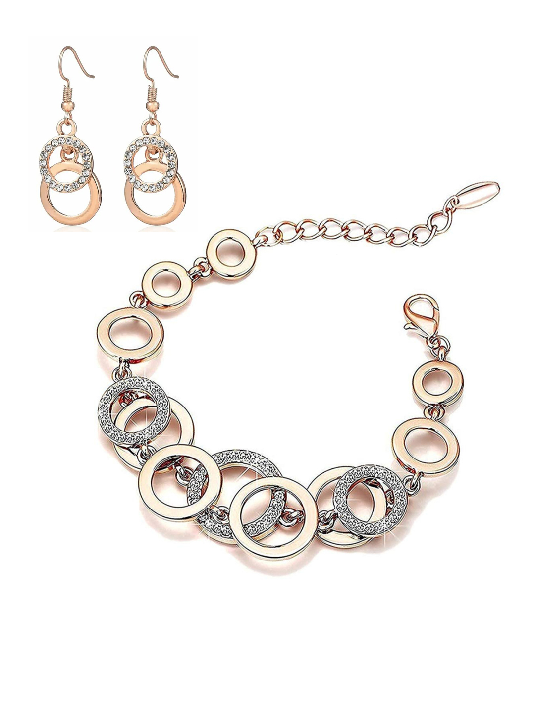 YouBella Jewellery Gold Plated Stylish Latest Crystal Combo of Earrings and Bracelet Bangle Jewellery for Girls and Women