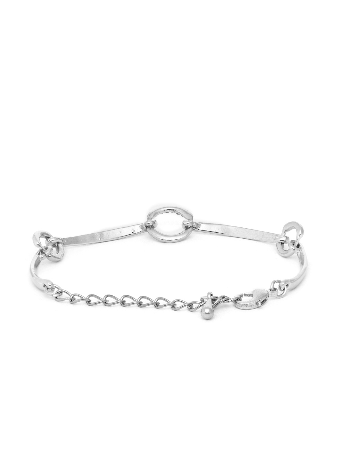 YouBella Silver-Plated Stone Studded Link Bracelet