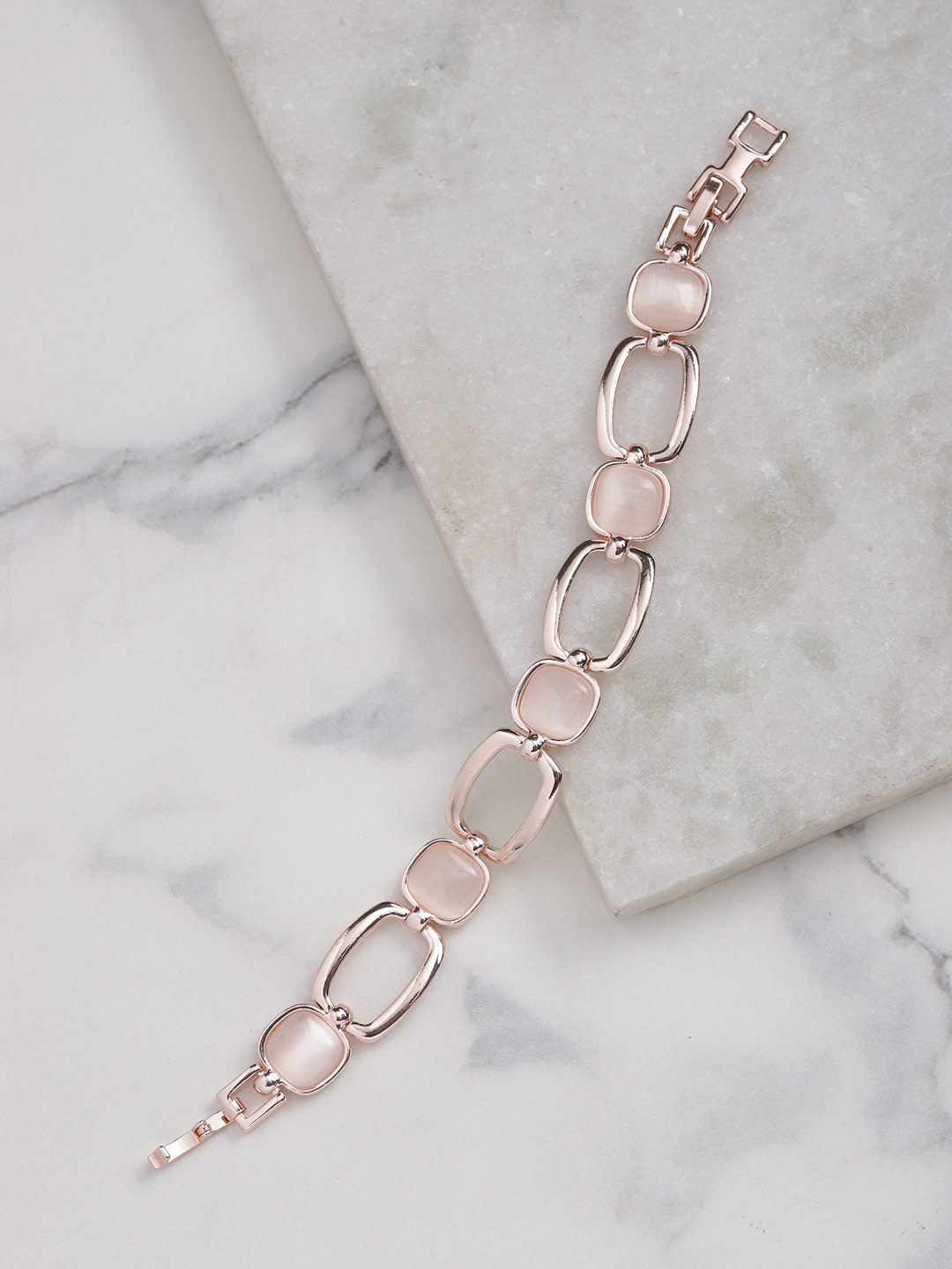 YouBella Rose Gold Plated Stone Studded Link Bracelet