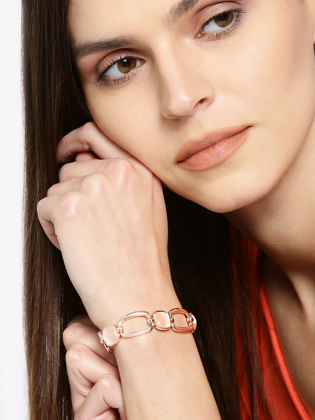 YouBella Rose Gold Plated Stone Studded Link Bracelet