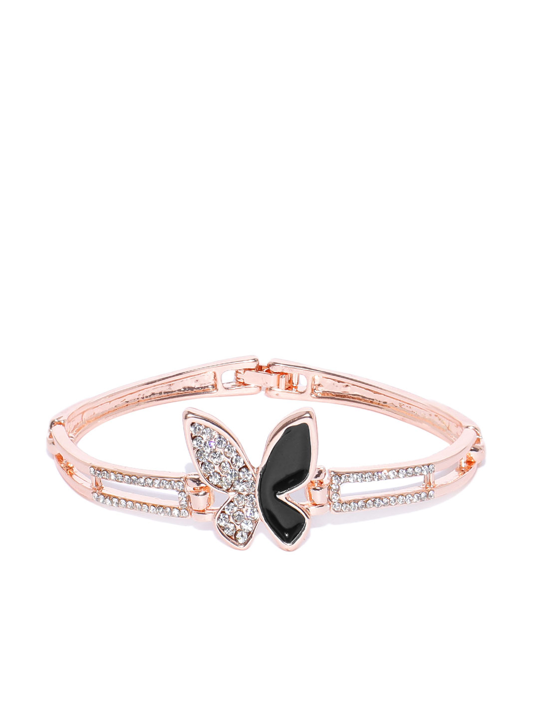 YouBella Peach-Coloured  Blue Rose Gold-Plated Stone-Studded Link Bracelet