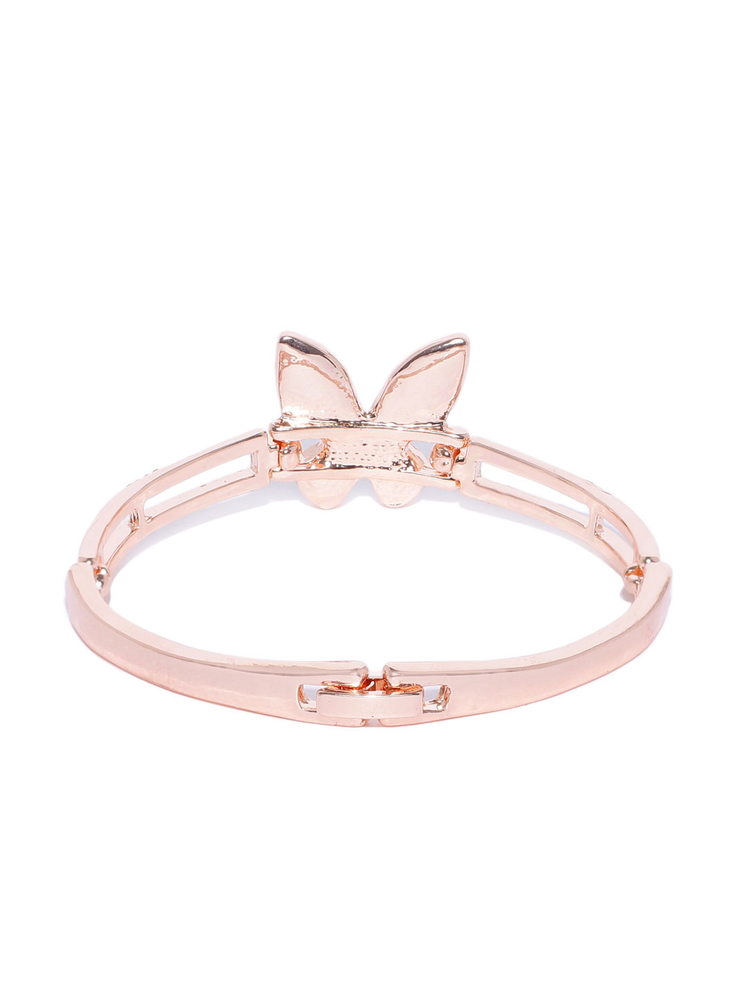 YouBella Peach-Coloured  Blue Rose Gold-Plated Stone-Studded Link Bracelet