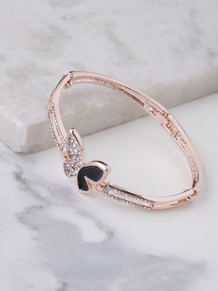 YouBella Peach-Coloured  Blue Rose Gold-Plated Stone-Studded Link Bracelet
