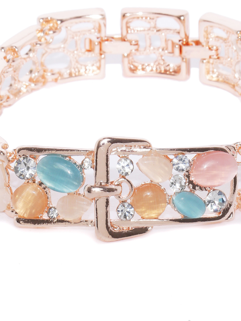 YouBella Black Rose Gold-Plated Animal Shaped Link Bracelet