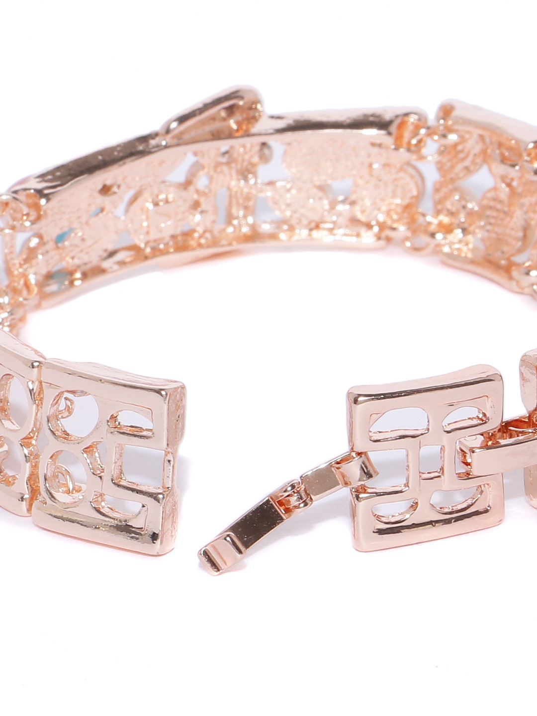 YouBella Black Rose Gold-Plated Animal Shaped Link Bracelet