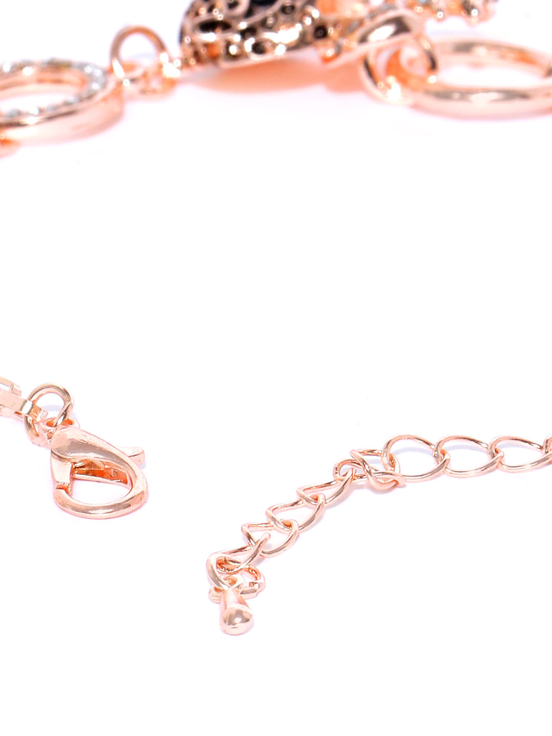 YouBella Peach-Coloured Rose Gold-Plated Stone-Studded Link Bracelet