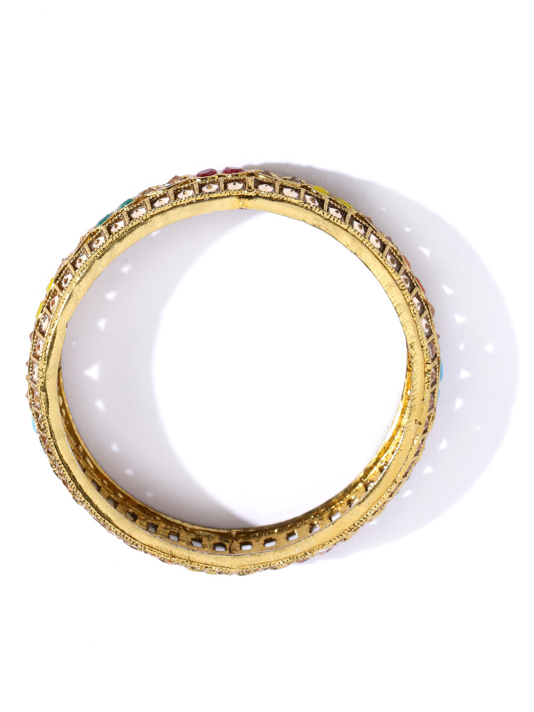 YouBella Set of 2 Antique Gold-Plated Stone-Studded Bangles