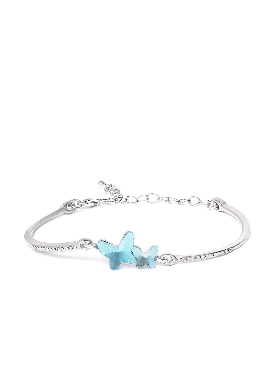 YouBella Blue Silver-Plated Stone Studded Charm Bracelet