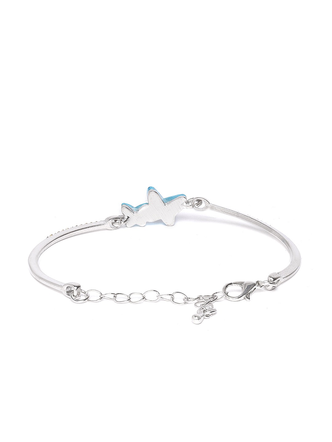 YouBella Blue Silver-Plated Stone Studded Charm Bracelet
