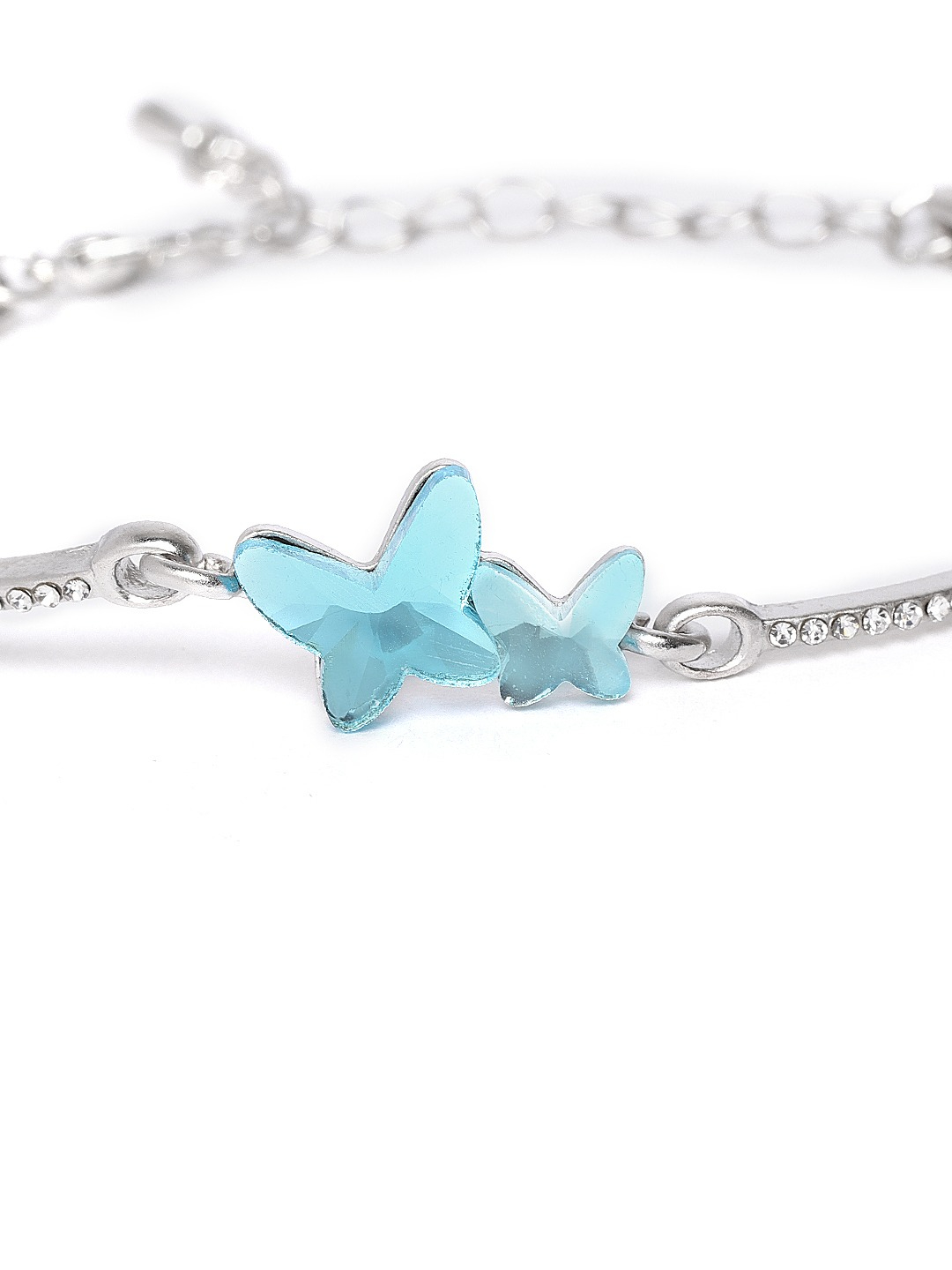 YouBella Purple Silver-Plated Stone Studded Charm Bracelet