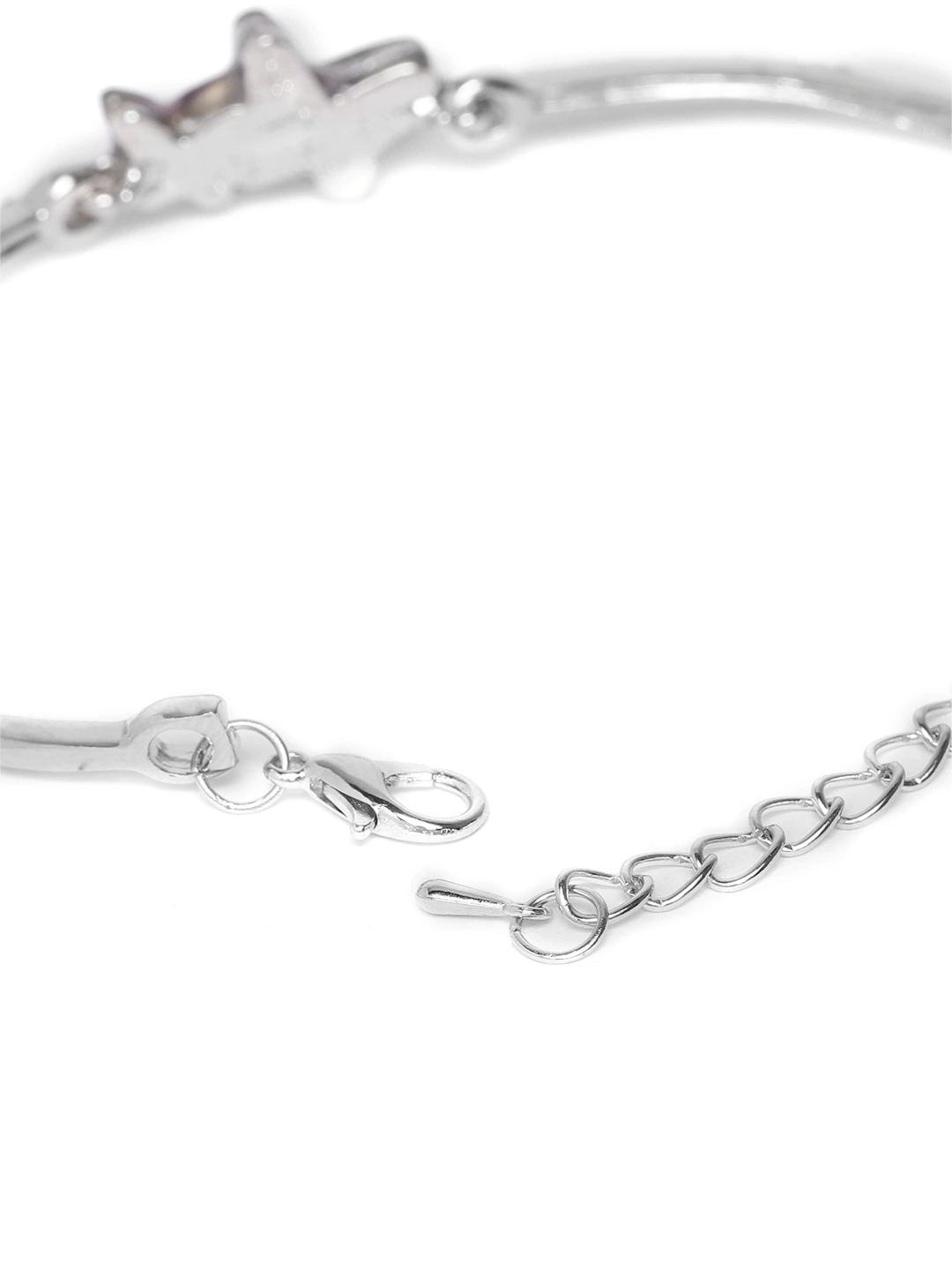 YouBella Jewellery Silver Plated Stylish Latest Crystal Butterfly Bracelet Bangle Jewellery for Girls and Women (Pink)