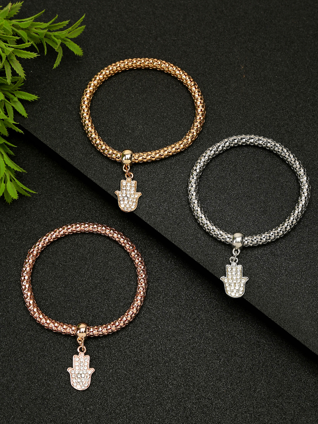 YouBella Jewellery Silver and Rose Gold Crystal Bracelet Bangle Jewellery for Girls and Women (Style - 8)