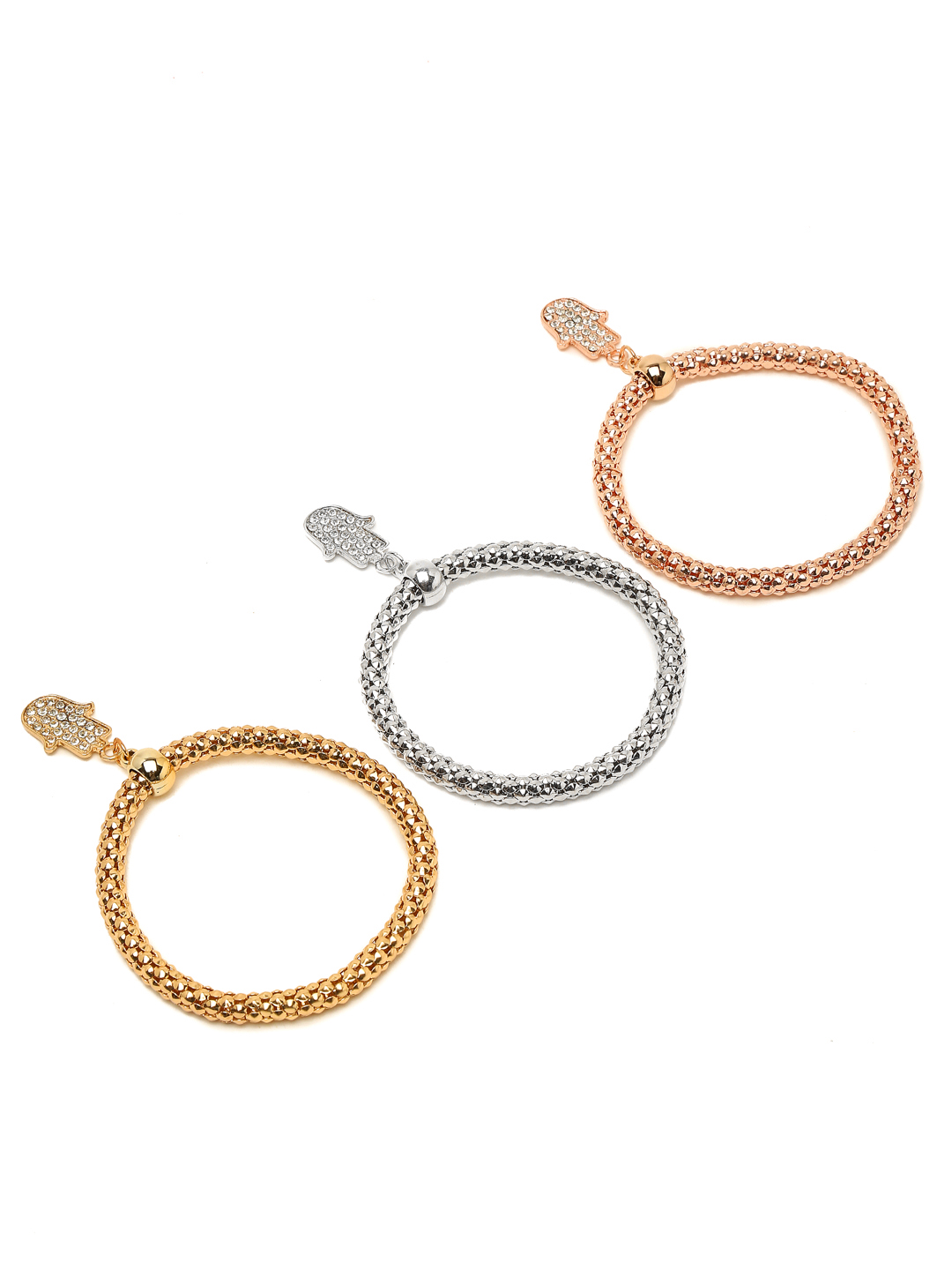 YouBella Jewellery Silver and Rose Gold Crystal Bracelet Bangle Jewellery for Girls and Women (Style - 8)