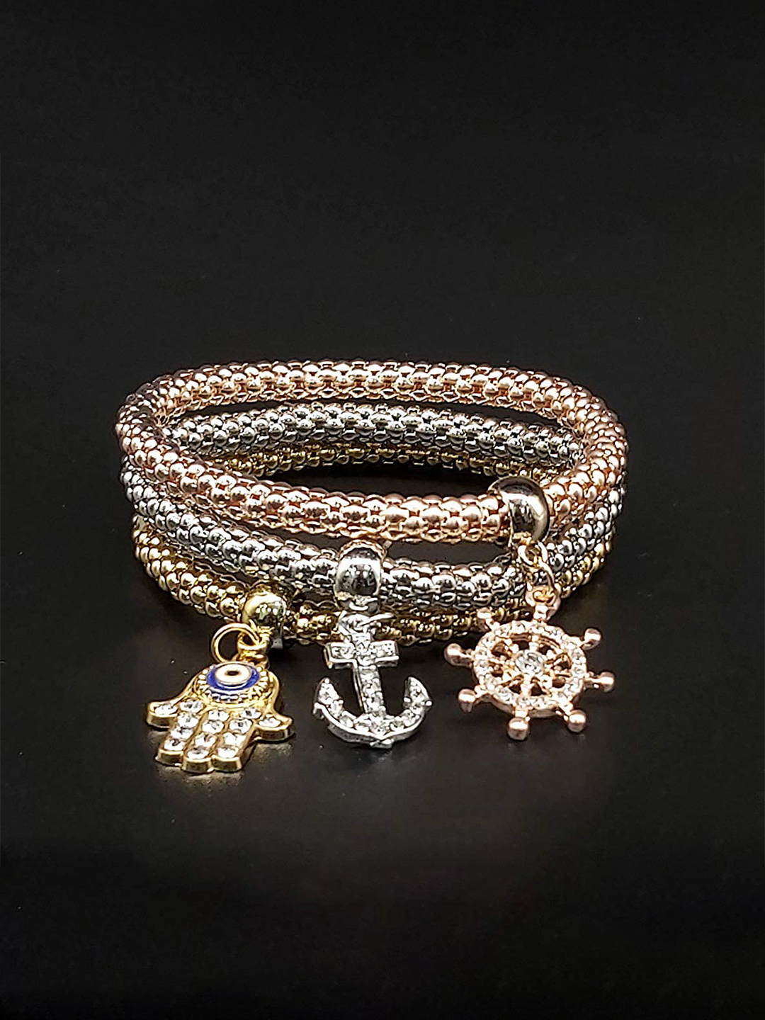 YouBella Jewellery Silver and Rose Gold Crystal Bracelet Bangle Jewellery for Girls and Women (Style - 9)