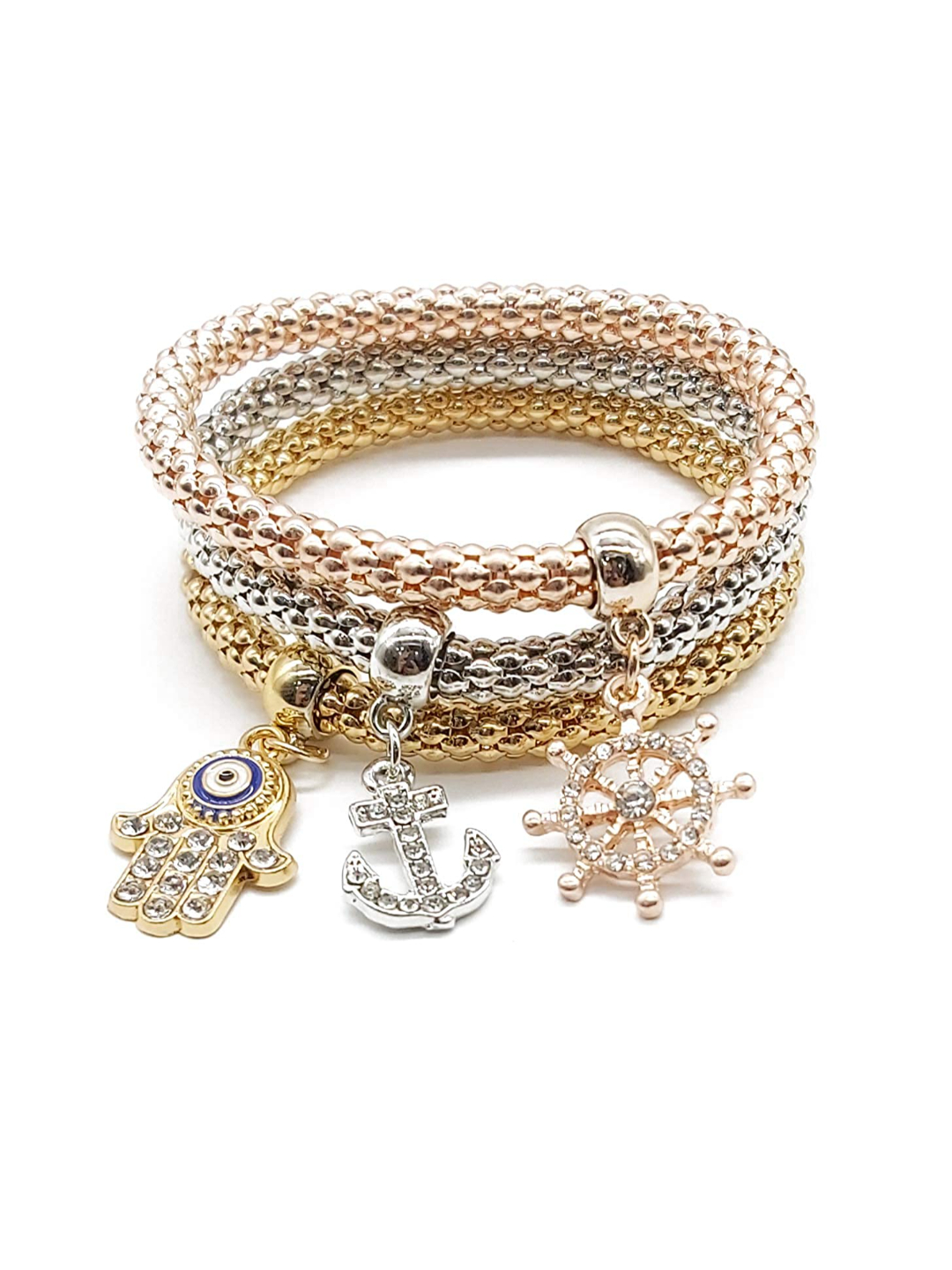 YouBella Jewellery Silver and Rose Gold Crystal Bracelet Bangle Jewellery for Girls and Women (Style - 9)