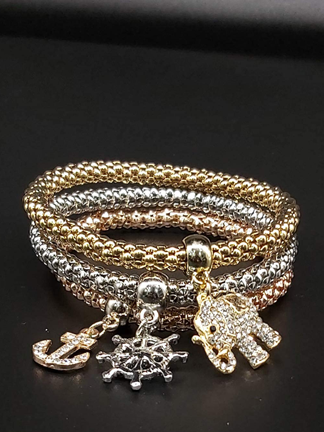 YouBella Jewellery Silver and Rose Gold Crystal Bracelet Bangle Jewellery for Girls and Women (Style - 10)