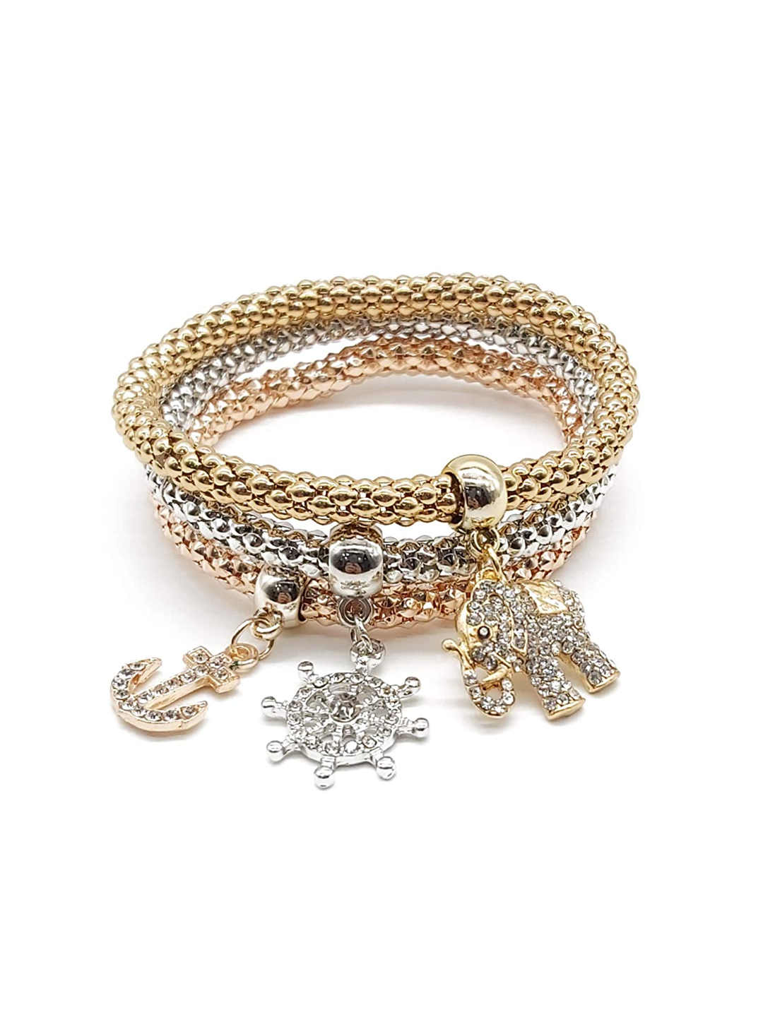YouBella Jewellery Silver and Rose Gold Crystal Bracelet Bangle Jewellery for Girls and Women (Style - 10)