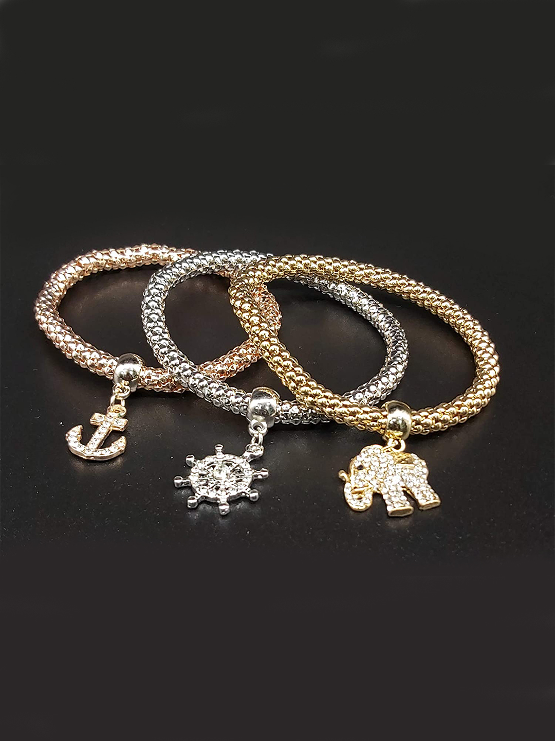 YouBella Jewellery Silver and Rose Gold Crystal Bracelet Bangle Jewellery for Girls and Women (Style - 10)