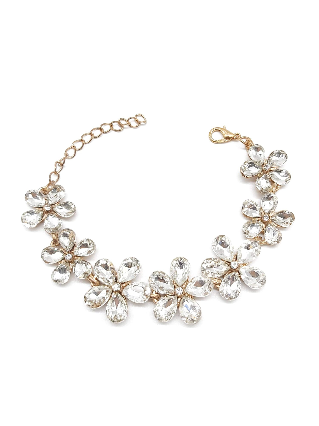 YouBella Stylish Floral Bangle Bracelet Jewellery Gold Plated Charm Bracelet for Women (White) (YBBN_91711)