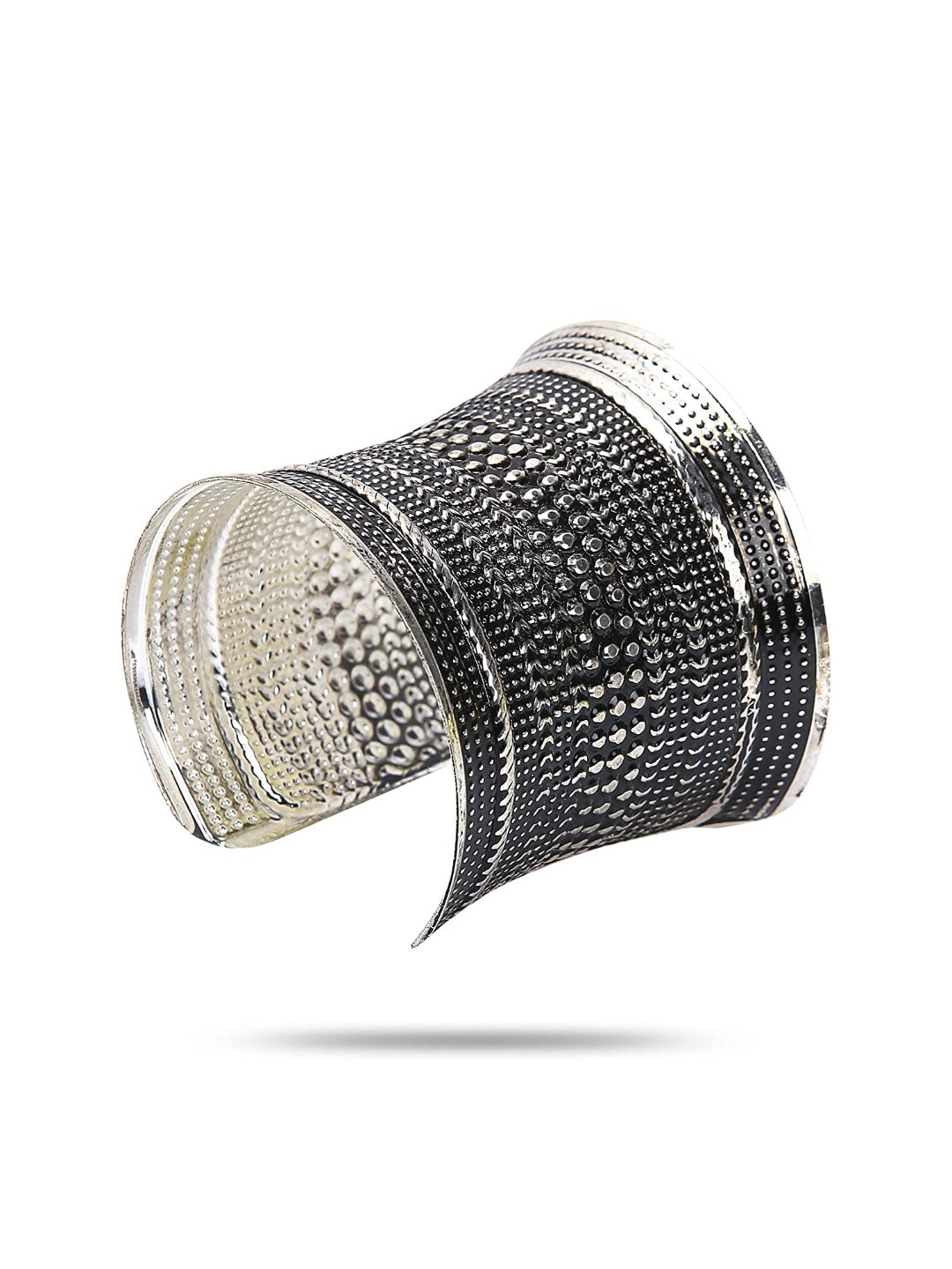 YouBella Women Silver-Toned Silver-Plated Cuff Bracelet
